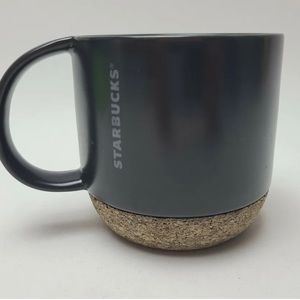 Starbucks Coffee Ceramic Gray Black Coffee Mug Cork Bottom 12oz 2016.